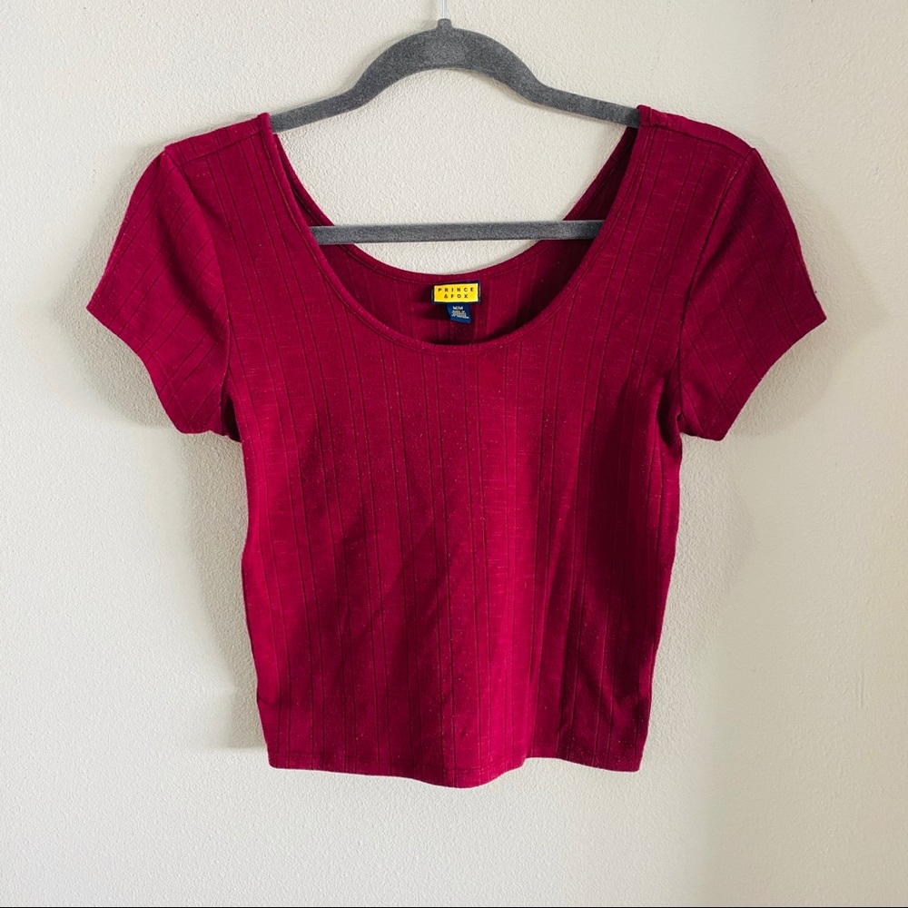 Maroon Ribbed Crop Top